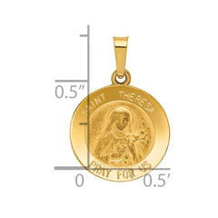 14k Polished and Satin St Theresa Medal Hollow Pendant - 2