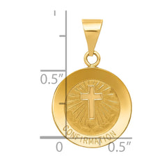 14k Polished and Satin Confirmation Medal Hollow Pendant - 2