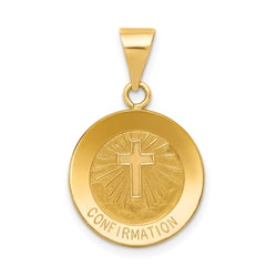 14k Polished and Satin Confirmation Medal Hollow Pendant - 2