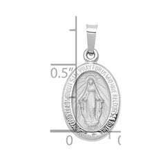 14k White Gold Polished/Satin Miraculous Medal Hollow Pendant - 3