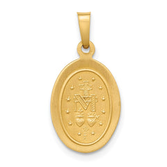 14k Polished and Satin Miraculous Medal Hollow Pendant - 6