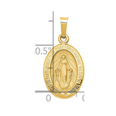14k Polished and Satin Miraculous Medal Hollow Pendant - 6