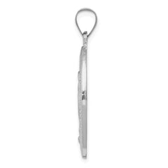14k White Gold Polished/Satin Miraculous Medal Hollow Pendant - 2