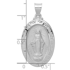 14k White Gold Polished/Satin Miraculous Medal Hollow Pendant - 2