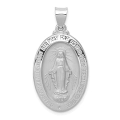 14k White Gold Polished/Satin Miraculous Medal Hollow Pendant - 2