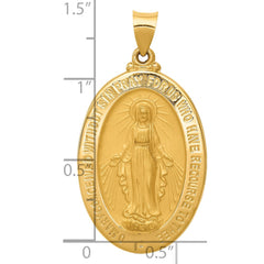 14k Hollow Polished And Satin Miraculous Medal Pendant - 2