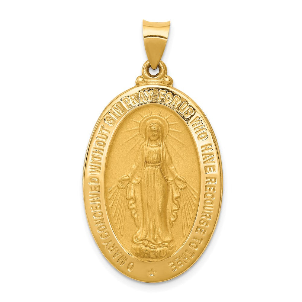 14k Hollow Polished And Satin Miraculous Medal Pendant - 2