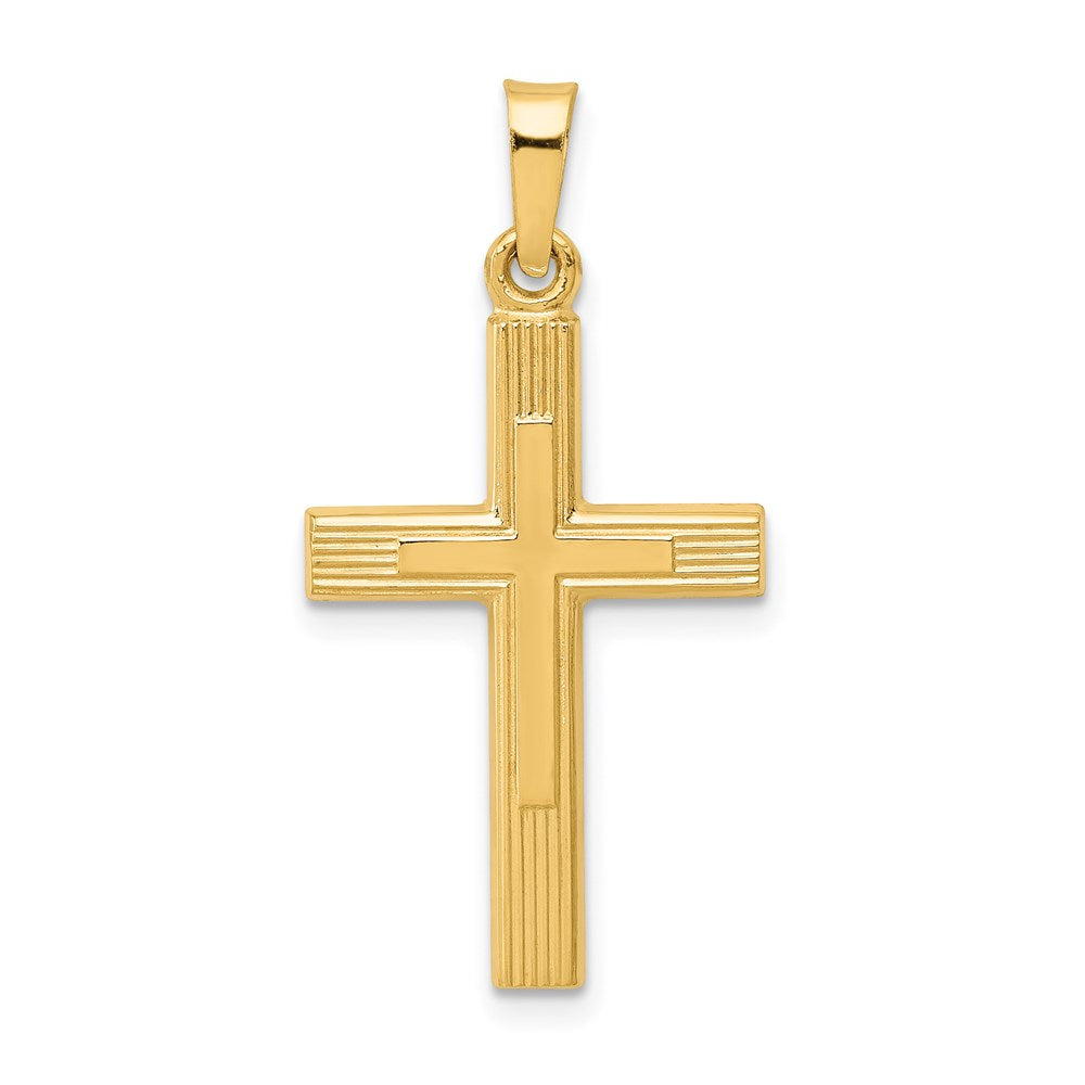 14k Brushed and Polished Latin Cross Pendant - 3