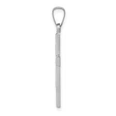 14K White Gold Brushed and Polished Latin Cross Pendant