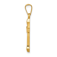 14k Textured and Polished Latin Cross Pendant - 2