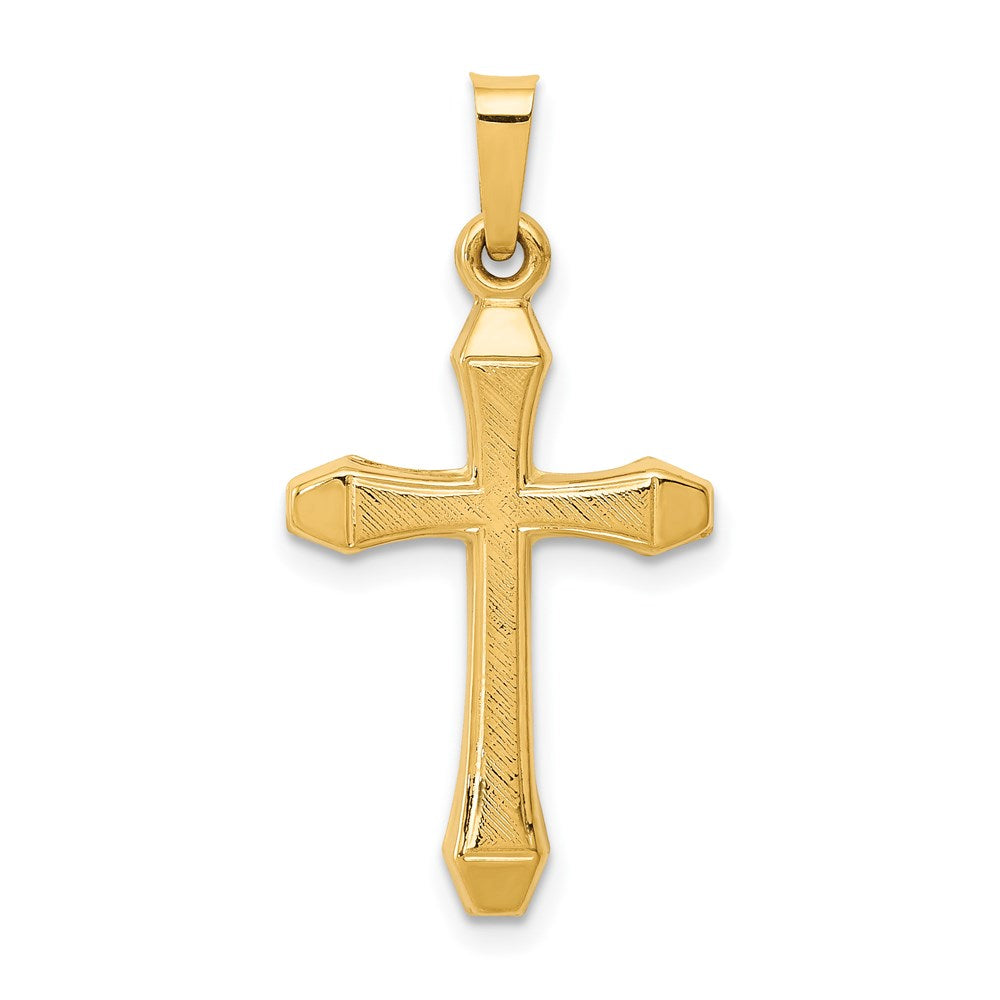 14k Textured and Polished Latin Cross Pendant - 3
