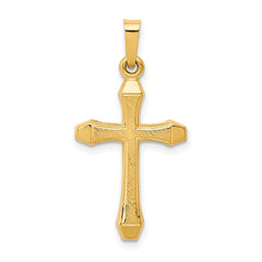 14k Textured and Polished Latin Cross Pendant - 3