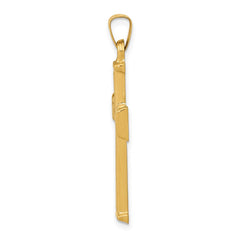 14k Brushed and Polished Latin Cross Pendant - 4