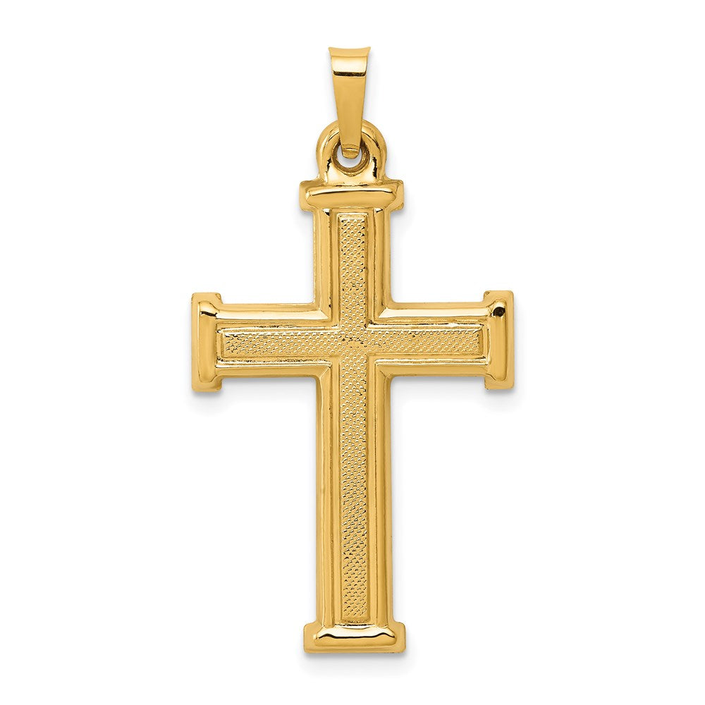 14k Brushed and Polished Latin Cross Pendant - 4