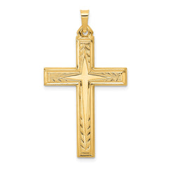 14k Brushed and Polished Latin Cross Pendant - 2