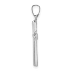 14K White Gold Brushed and Polished Hollow Latin Cross Pendant