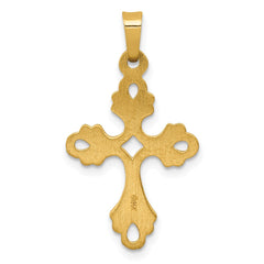 14k Polished Fleur De Lis Cross Pendant