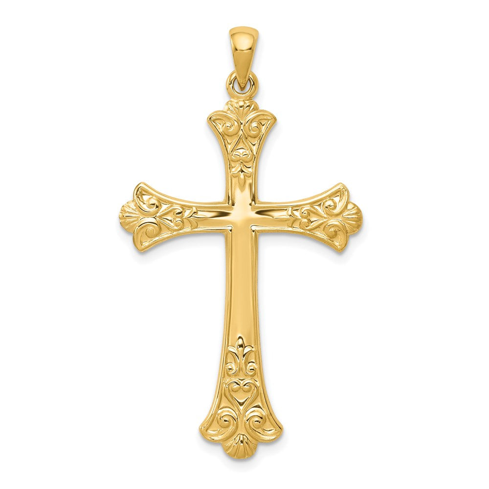 14k Fleur De Lis Cross Pendant - 6