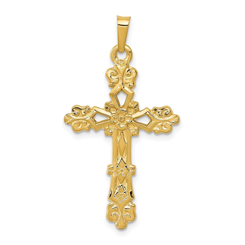14k Polished Budded Cross Pendant - 2