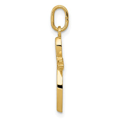 14k Gold Polished Small Ribbon Cross Pendant - 2