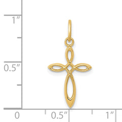 14k Gold Polished Small Ribbon Cross Pendant - 2