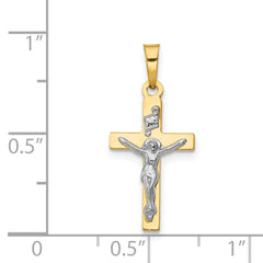 14K w/Rhodium Polished Inri Crucifix Pendant - 2
