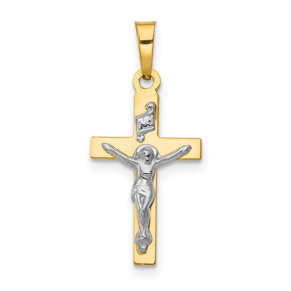 14K w/Rhodium Polished Inri Crucifix Pendant - 2