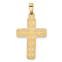 14k Polished Filigree Cross Pendant - 2