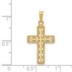 14k Polished Filigree Cross Pendant - 2