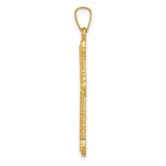 14k Polished Fleur de Lis Cross Pendant - 2