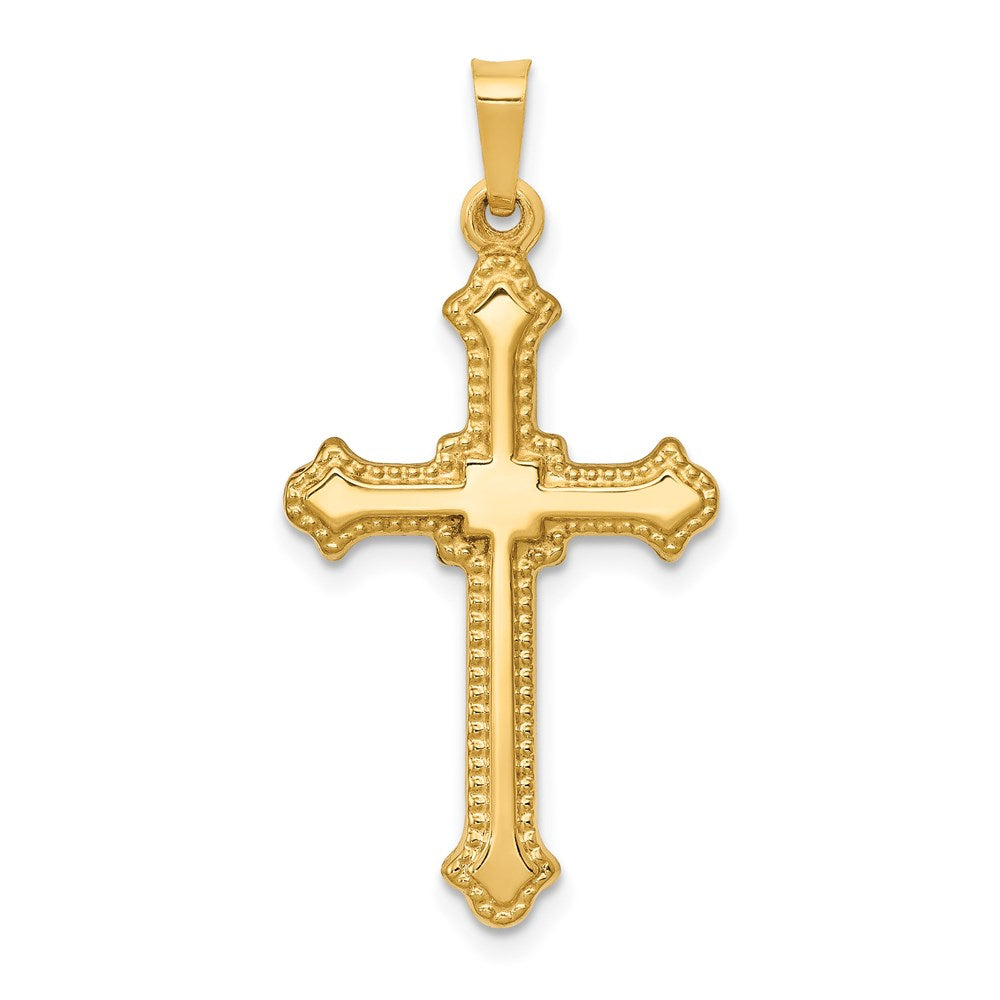 14k Polished Fleur de Lis Cross Pendant - 2