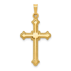 14k Polished Fleur de Lis Cross Pendant - 2