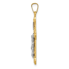 14k Two-tone Polished INRI Crucifix Pendant - 9