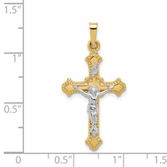 14k Two-tone Polished INRI Crucifix Pendant - 9