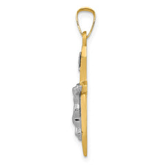 14k Two-tone Polished INRI Crucifix Pendant