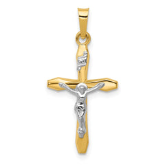 14k Two-tone Polished INRI Crucifix Pendant