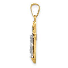 14k Two-tone Polished INRI Crucifix Pendant - 8