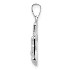 14k White Gold Polished INRI Crucifix Pendant - 3