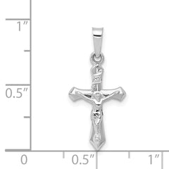 14k White Gold Polished INRI Crucifix Pendant - 3