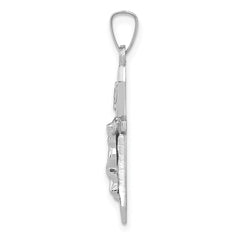 14k White Gold Polished INRI Crucifix Pendant - 4