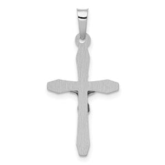 14k White Gold Polished INRI Crucifix Pendant - 4