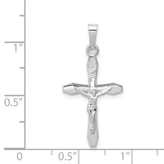 14k White Gold Polished INRI Crucifix Pendant - 4