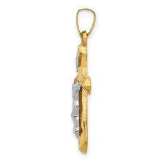 14k Two-tone Polished INRI Crucifix Pendant - 2
