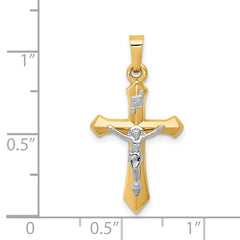 14k Two-tone Polished INRI Crucifix Pendant - 2
