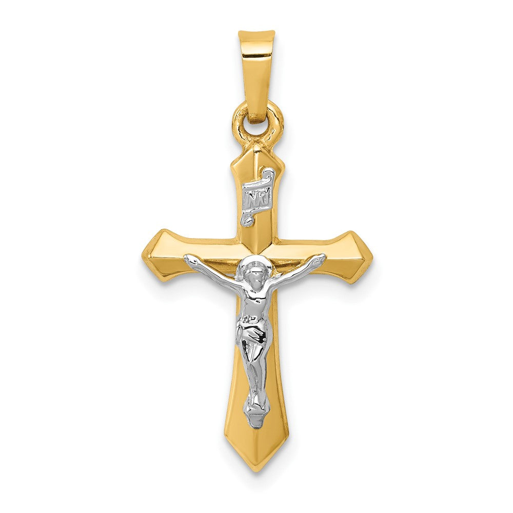 14k Two-tone Polished INRI Crucifix Pendant - 2
