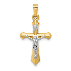 14k Two-tone Polished INRI Crucifix Pendant - 2