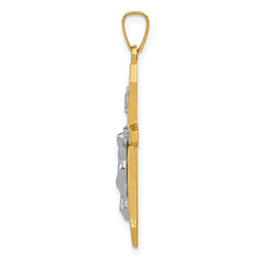 14k Two-tone Polished INRI Crucifix Pendant - 3