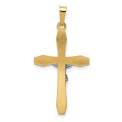 14k Two-tone Polished INRI Crucifix Pendant - 3