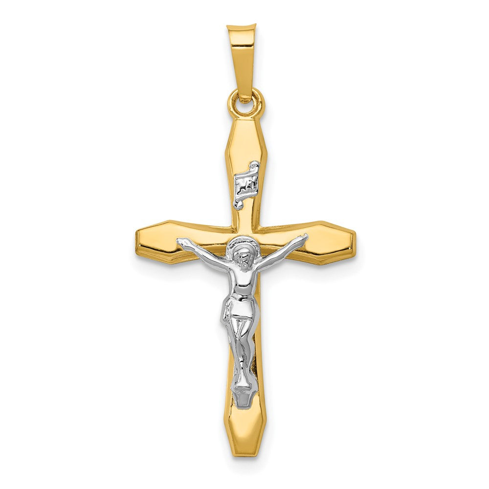 14k Two-tone Polished INRI Crucifix Pendant - 3