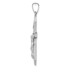 14k White Gold Polished INRI Crucifix Pendant